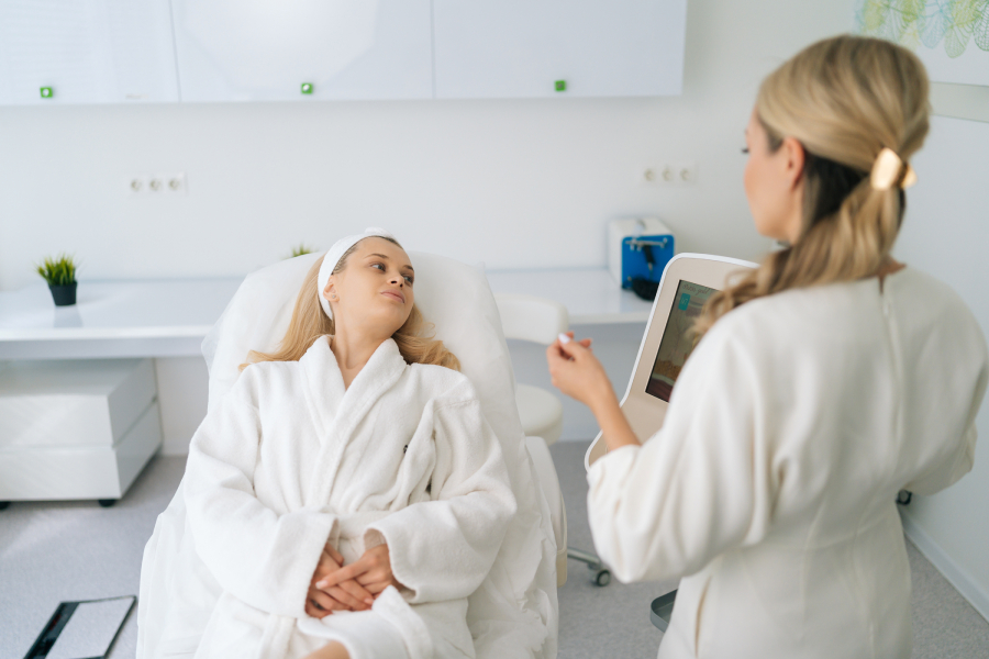 Professional skin health consultation at Sculpt Medispa clinic.