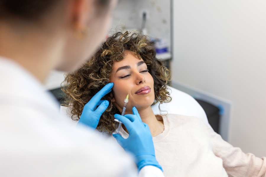 Patient receiving a Sculptra anti-aging treatment at a medical spa in Richmond Hill.
